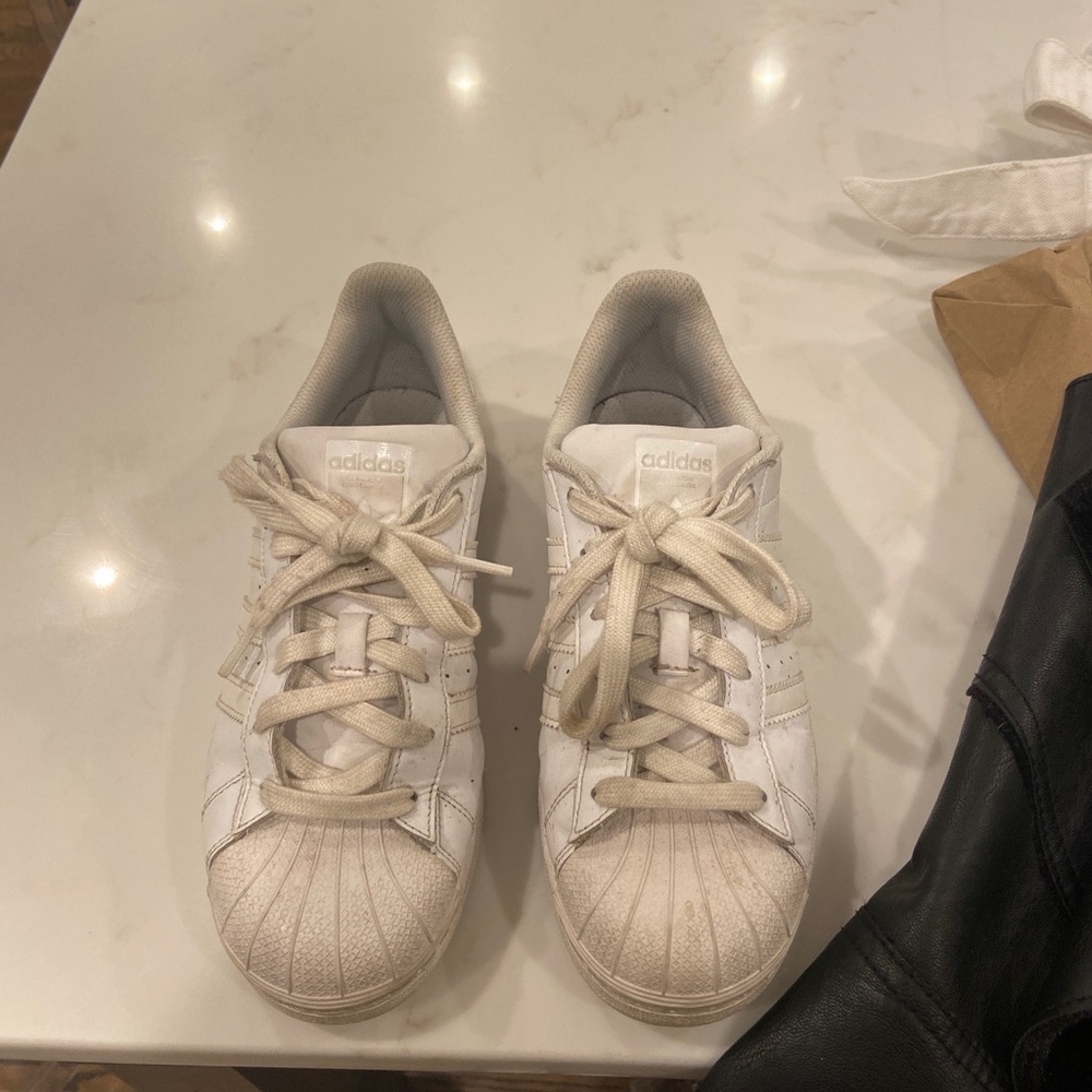 all white adidas superstars